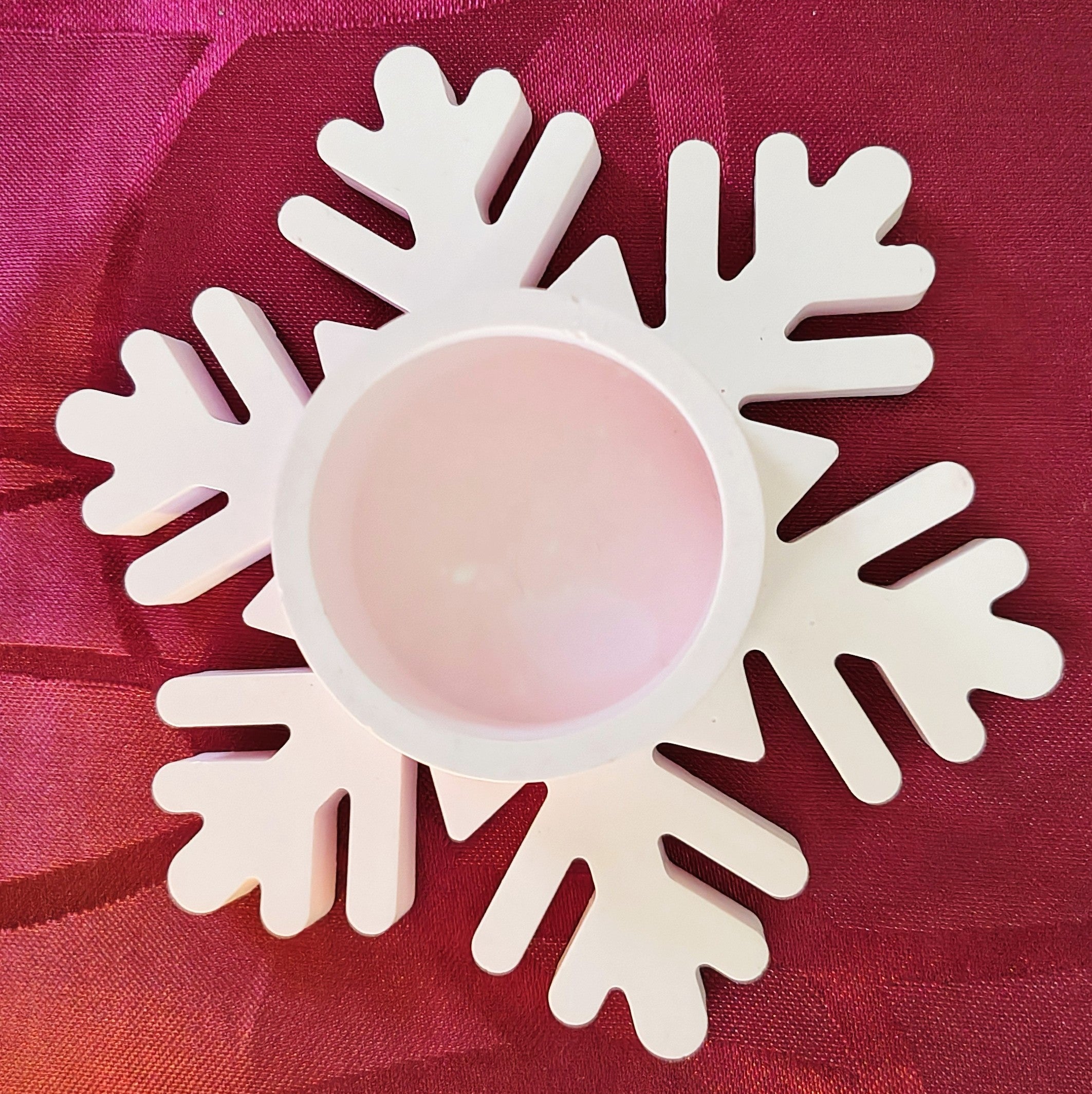 Teelichthalter aus Gießpulver...Schneekristalle (auch in verschiedenen Farben)