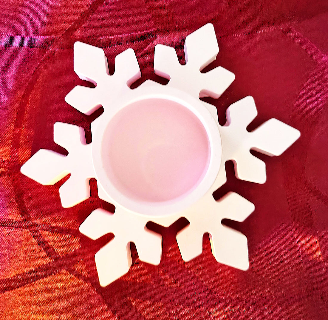 Teelichthalter aus Gießpulver...Schneekristalle (auch in verschiedenen Farben)