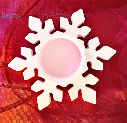 Teelichthalter aus Gießpulver...Schneekristalle (auch in verschiedenen Farben)